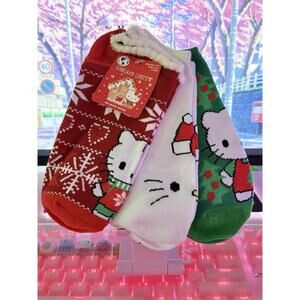 Hello Kitty Women's Christmas Holiday No Show Socks 3 Pack Pair 2024 Sanrio